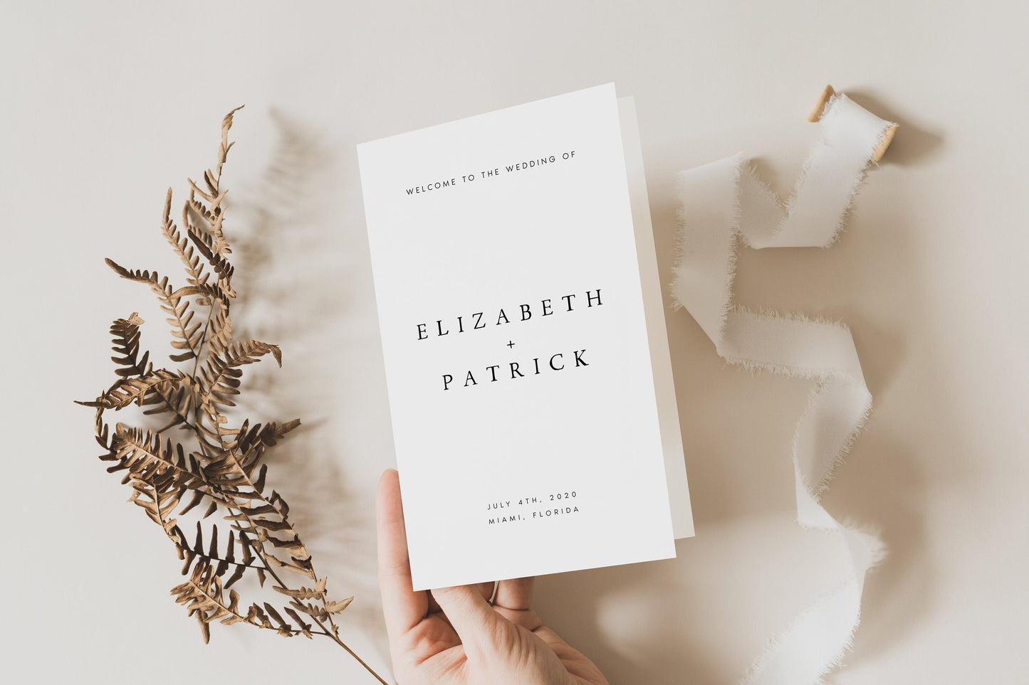 Elizabeth Folded Wedding Program Template Minimalist