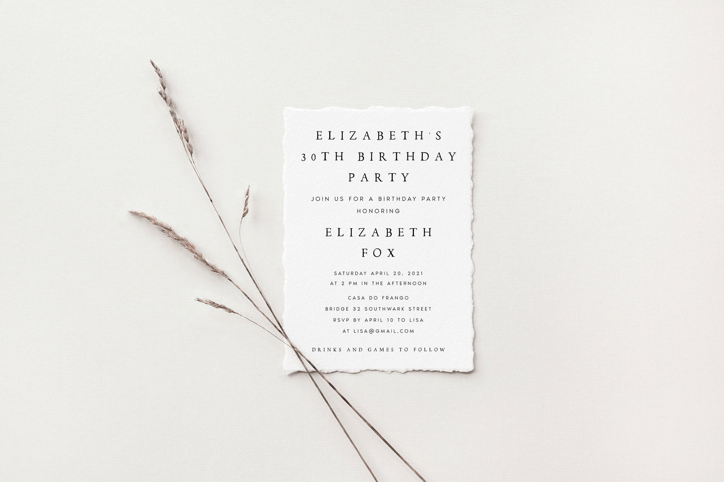 Elizabeth Modern Birthday Invitation Template