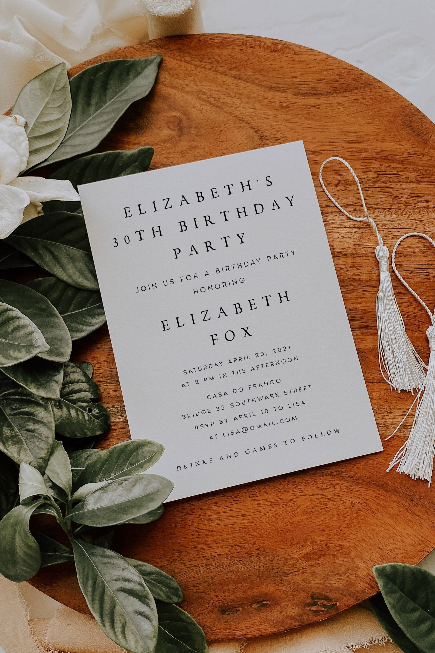 Elizabeth Modern Birthday Invitation Template