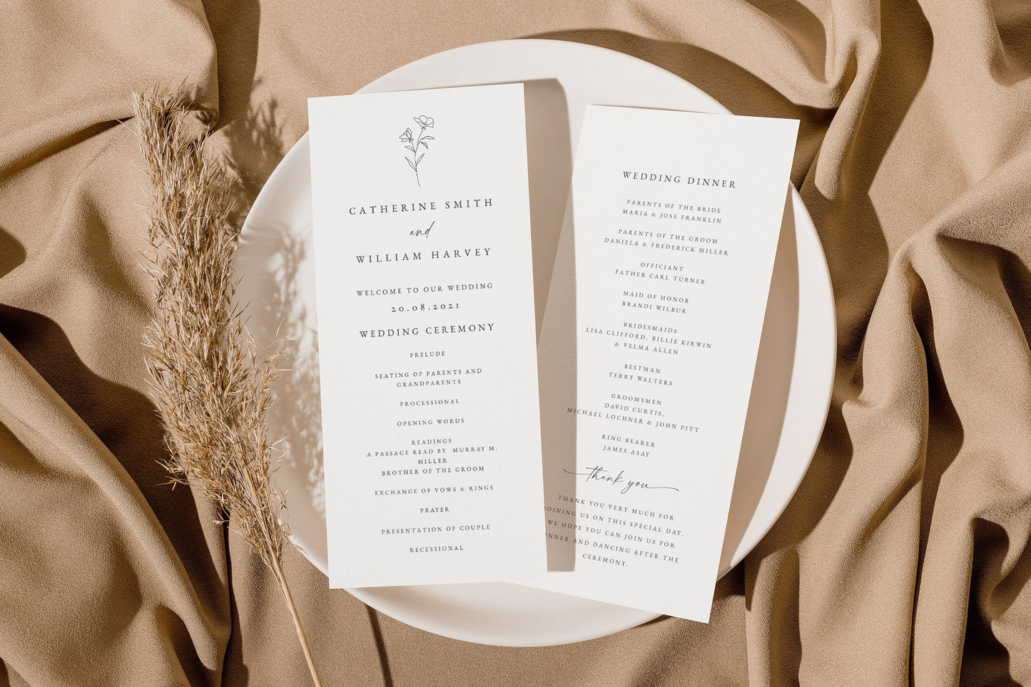 Catherine Botanical Wedding Program