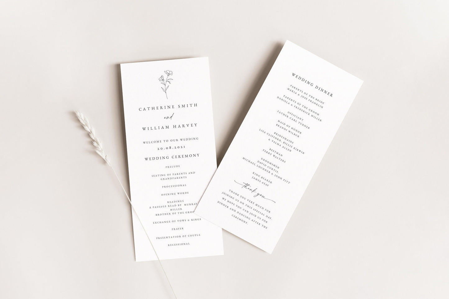 Catherine Botanical Wedding Program