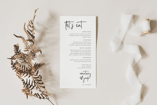 Courtney Wedding Menu Template