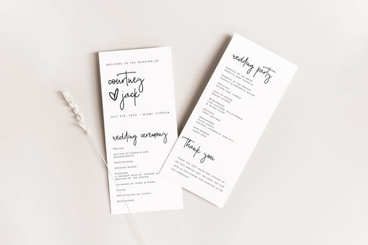 Courtney Modern Wedding Program Template