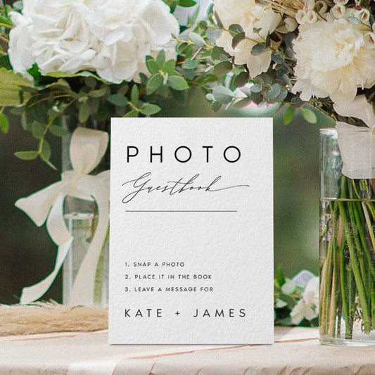 Kate Editable Modern Wedding Photo Guestbook Sign Template