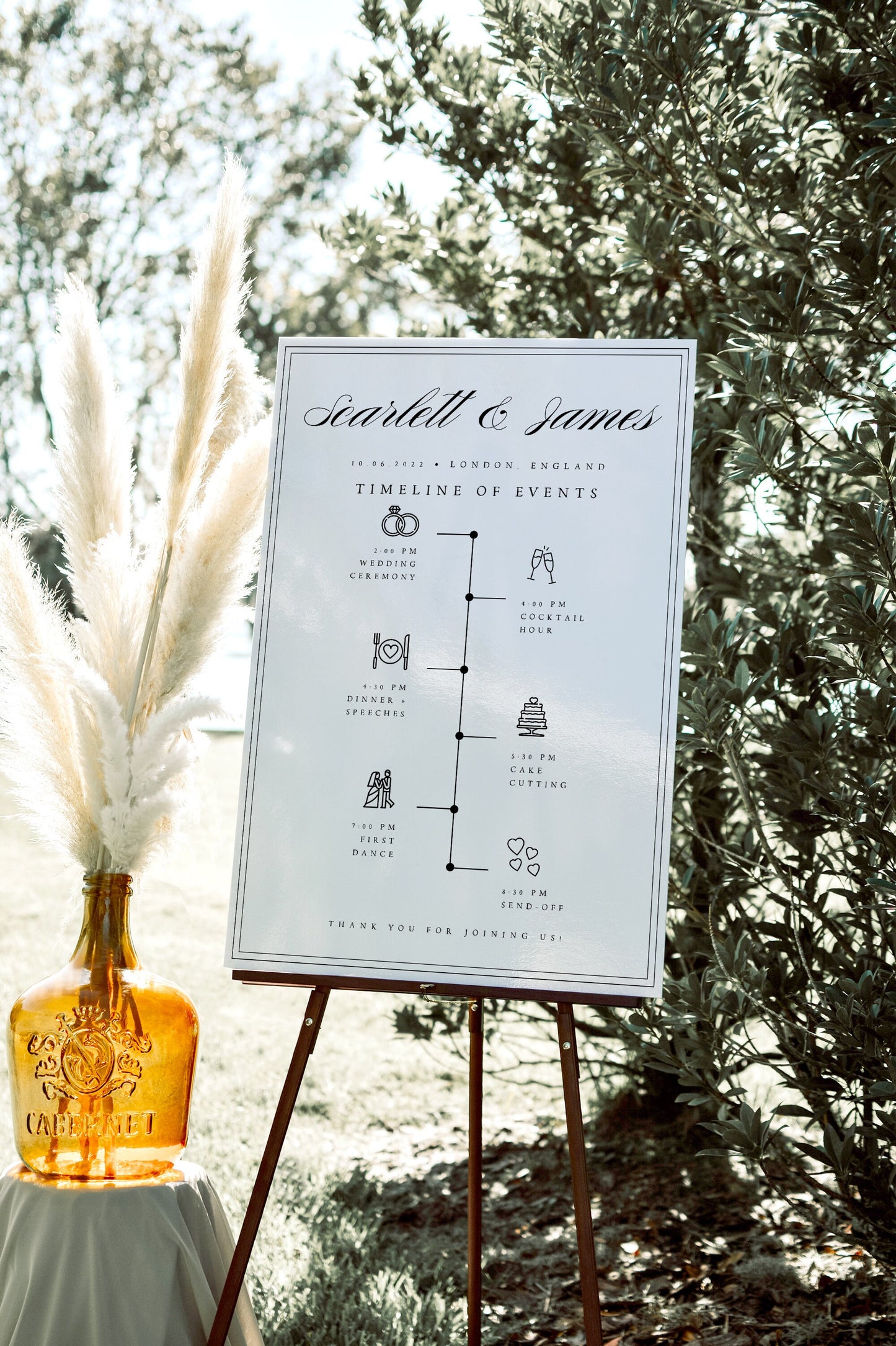 Scarlett Wedding Order of Events Timeline Sign Template