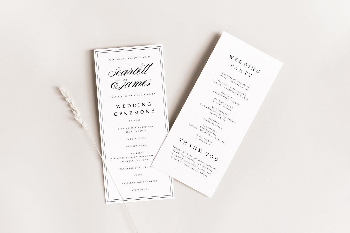 Scarlett Classic Wedding Program Template