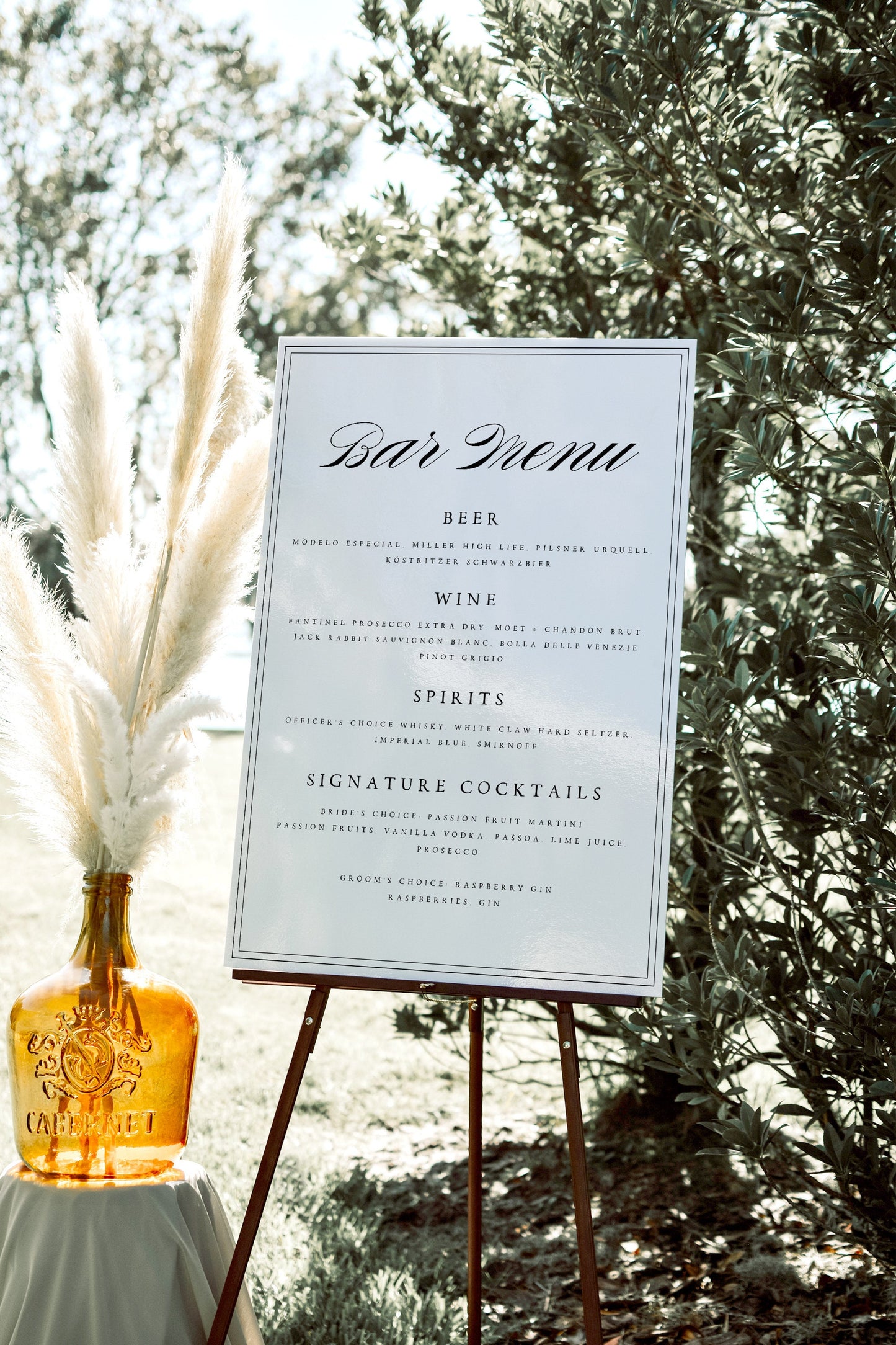 Scarlett Bar Menu Wedding Sign Template