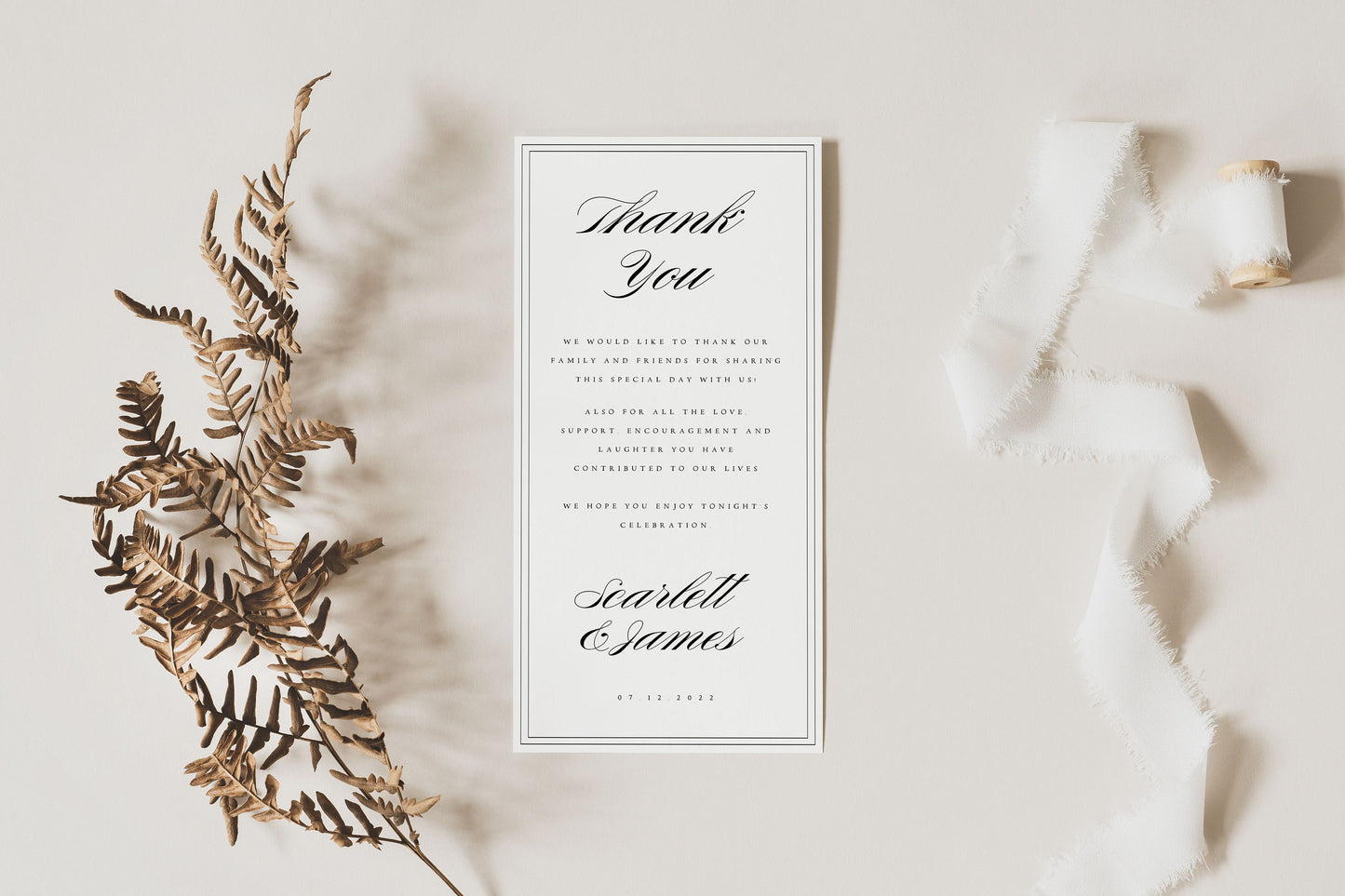 Scarlett Wedding Thank You Card Template