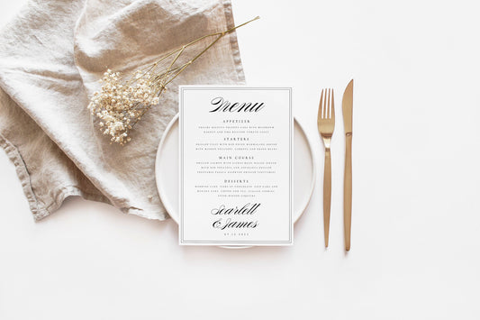 Scarlett Elegant Menu Template 5x7