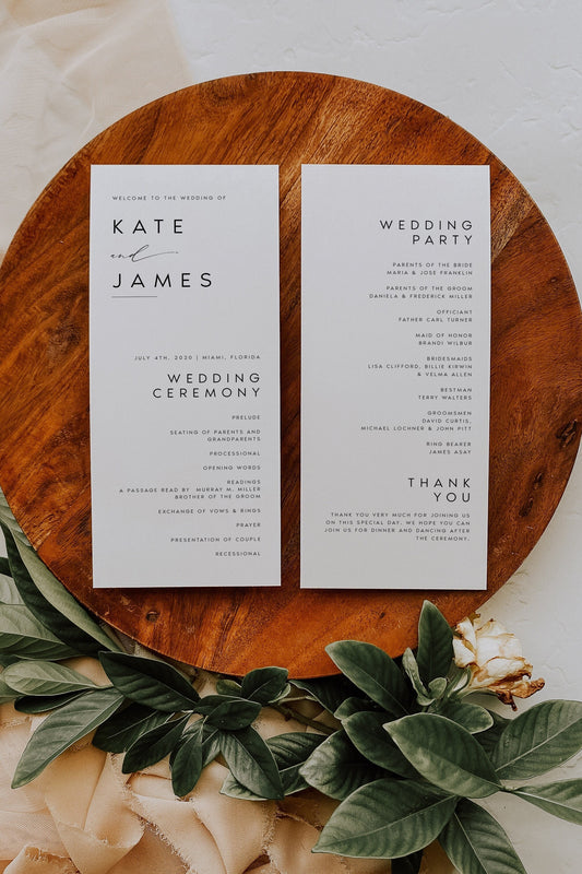 Kate Minimal Wedding Program Template Download