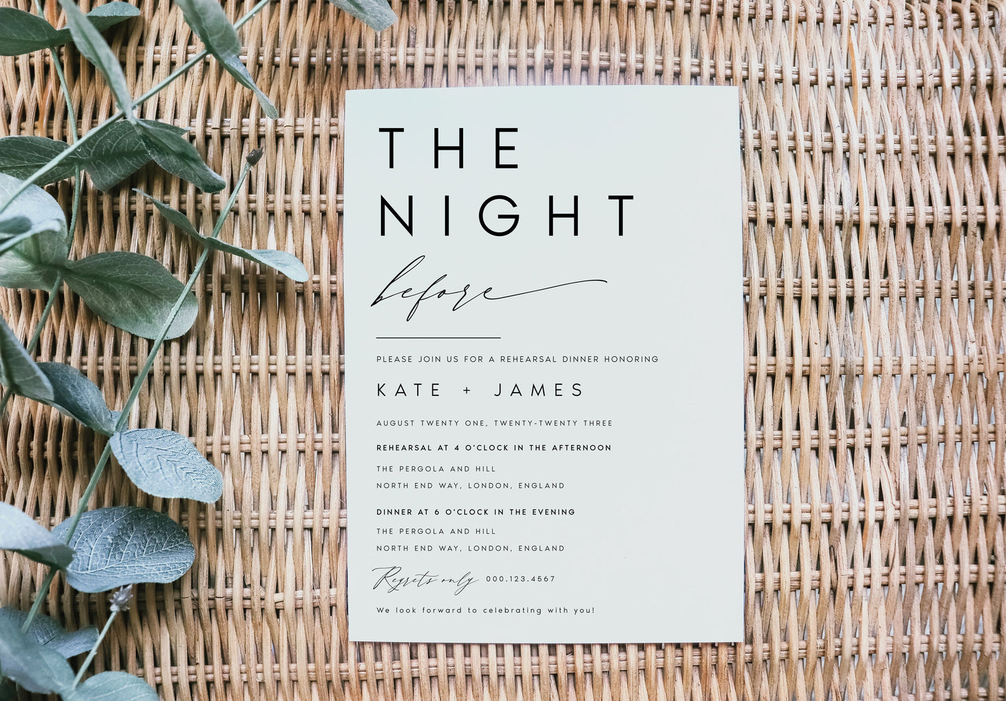 Kate Minimal Wedding REHEARSAL Template