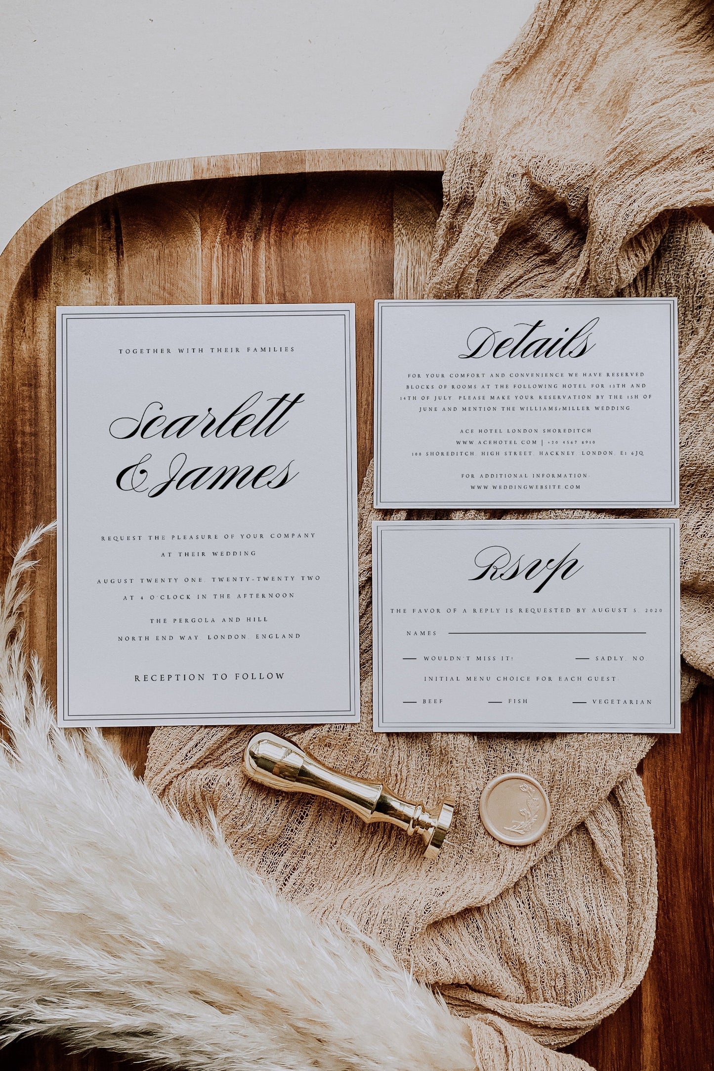 Scarlett Simple Wedding Invitation Set Template