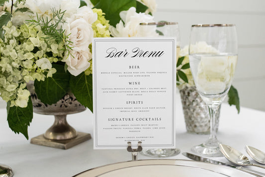 Scarlett Elegant Wedding Bar Menu Template