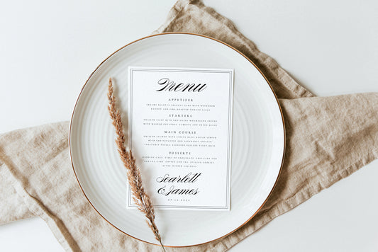 Scarlett Elegant Menu Template 5x7