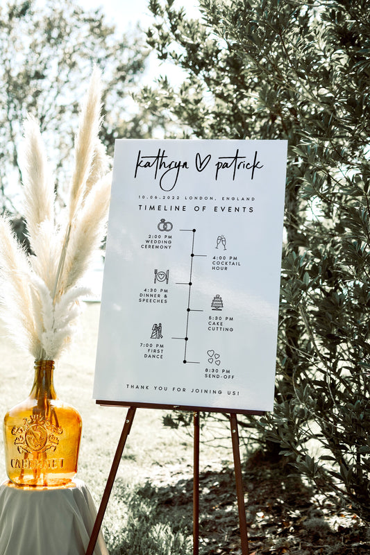 Kathryn Modern Wedding Order of Events Timeline Sign Template