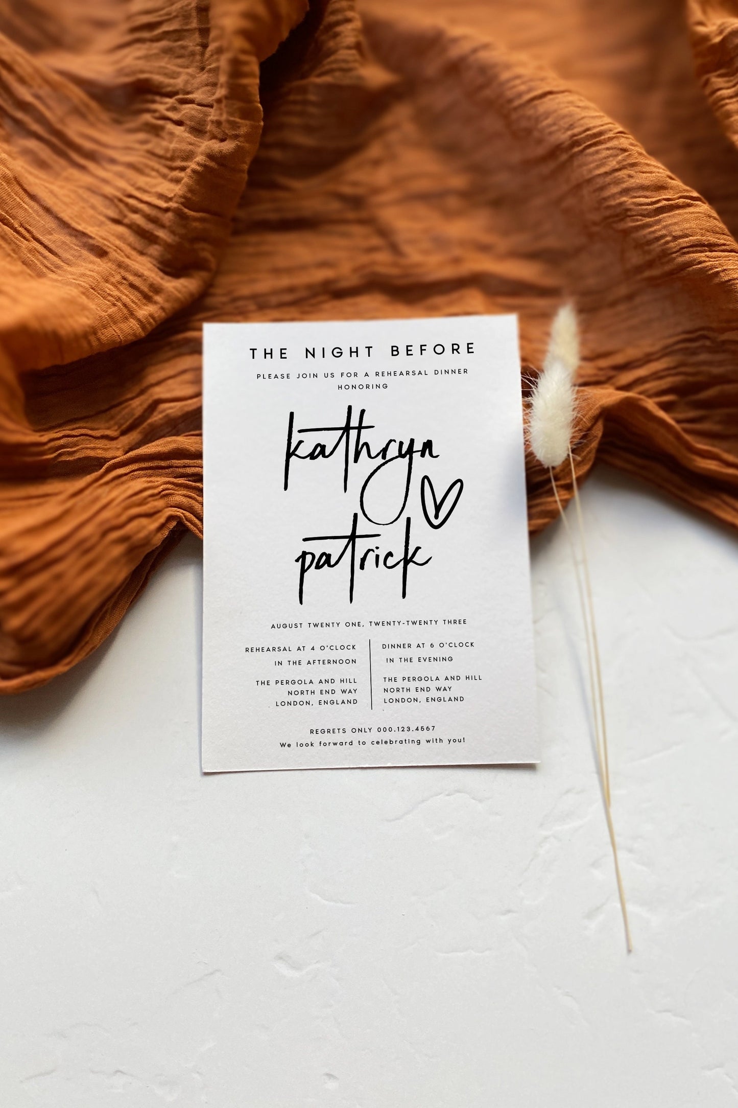 Kathryn Minimalist Rehearsal Dinner Invitation Template