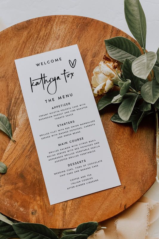 Kathryn Minimalist Wedding Menu Template