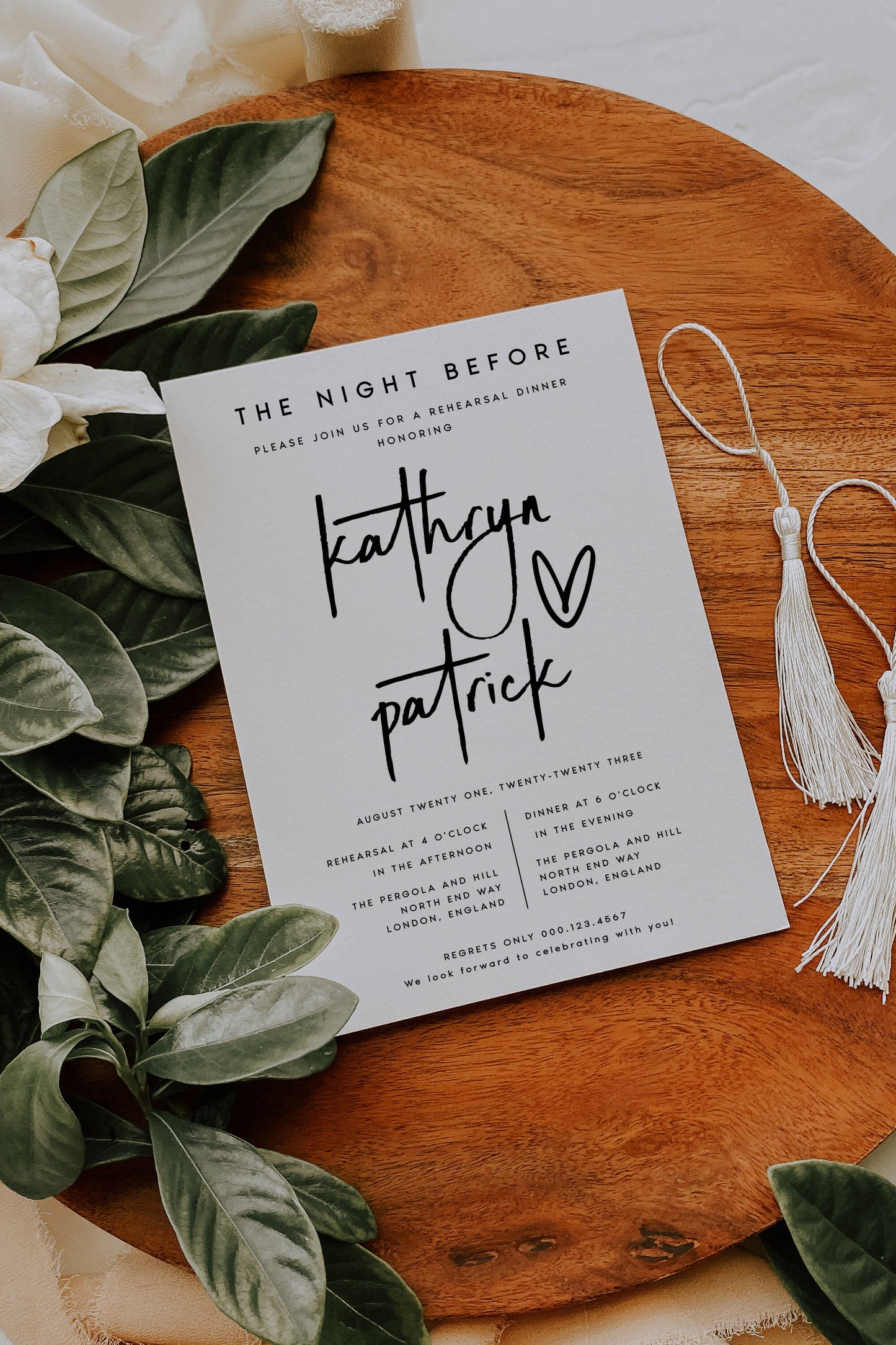 Kathryn Minimalist Rehearsal Dinner Invitation Template