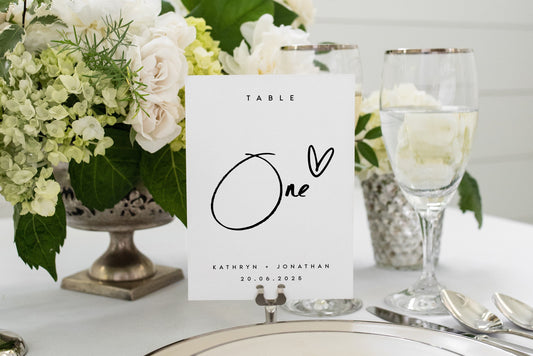 Kathryn Modern Wedding Table Number Template