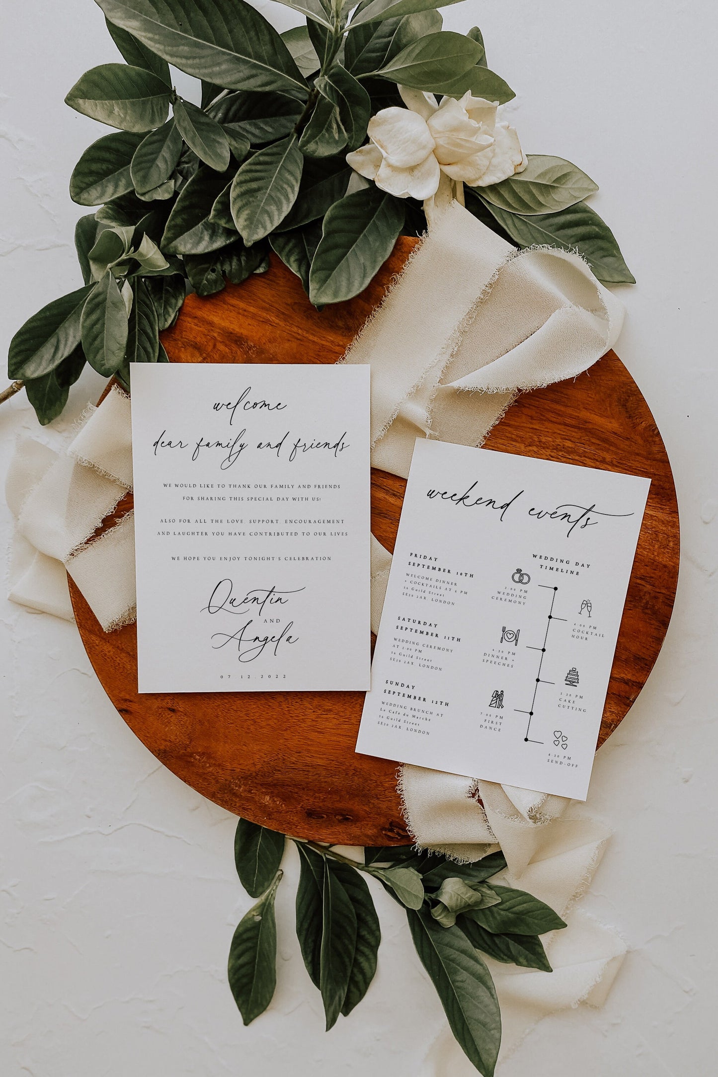 Quentin Minimalist Wedding Events Card Template