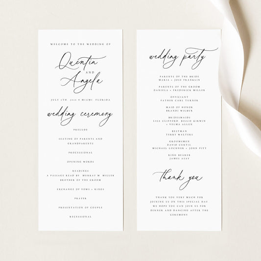 Quentin Classic Wedding Program Template