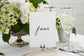 Quentin Minimalist Wedding Table Numbers