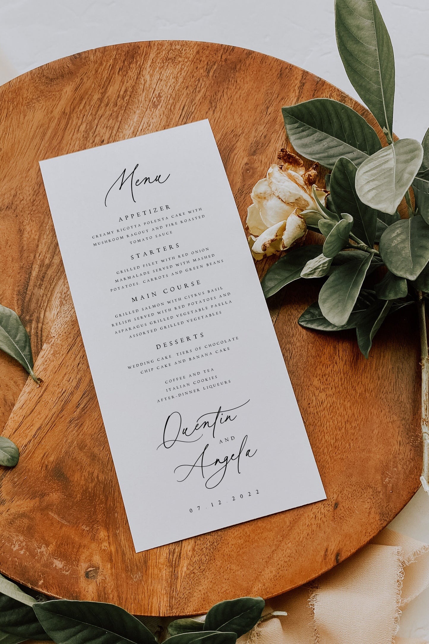 Quentin Elegant Wedding Menu Template