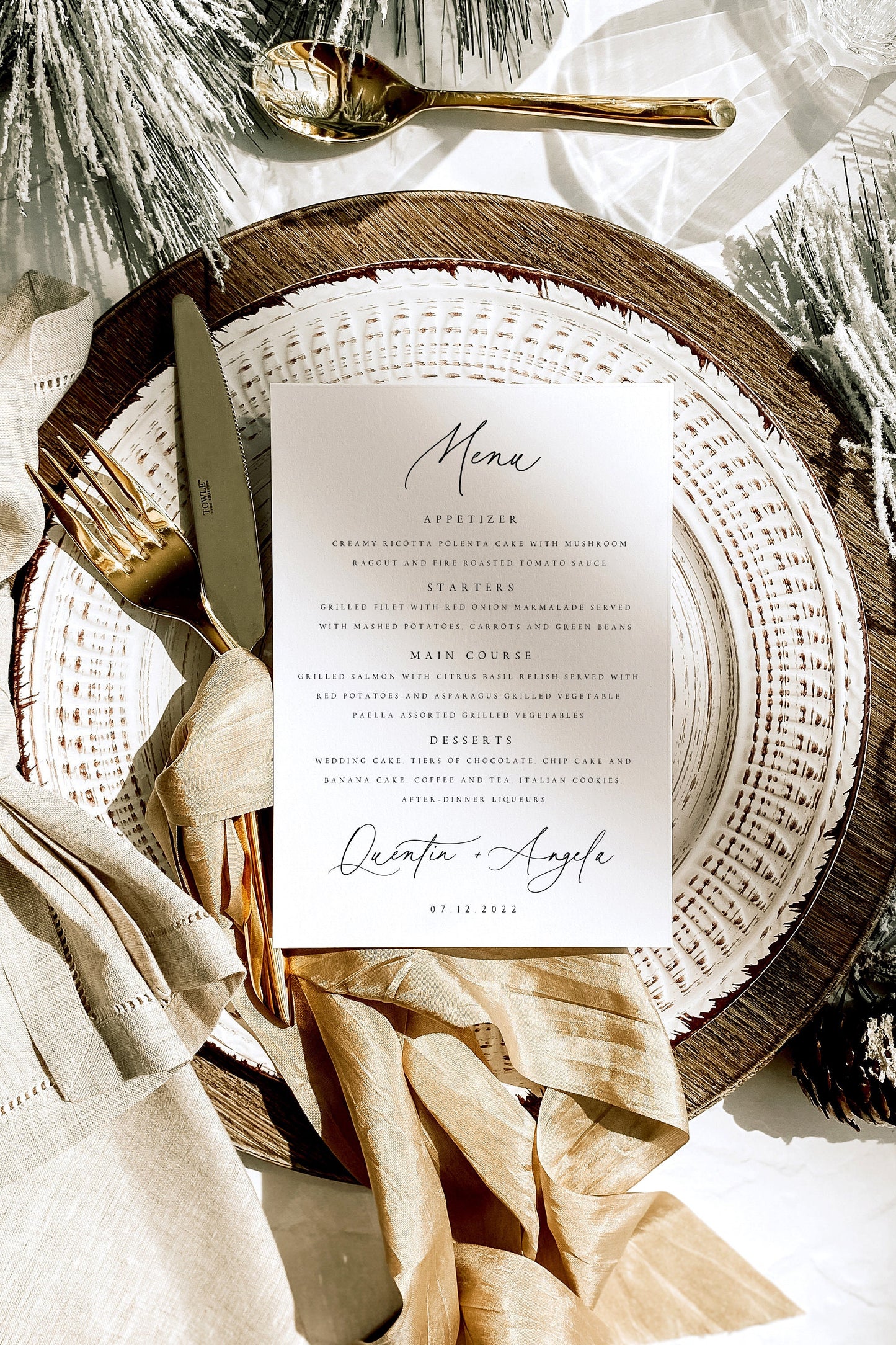 Quentin 5x7 Wedding Menu Template