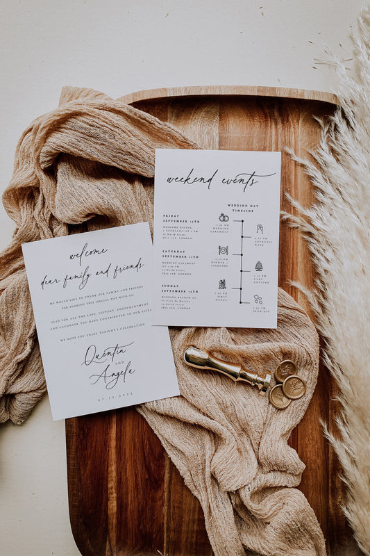 Quentin Minimalist Wedding Events Card Template