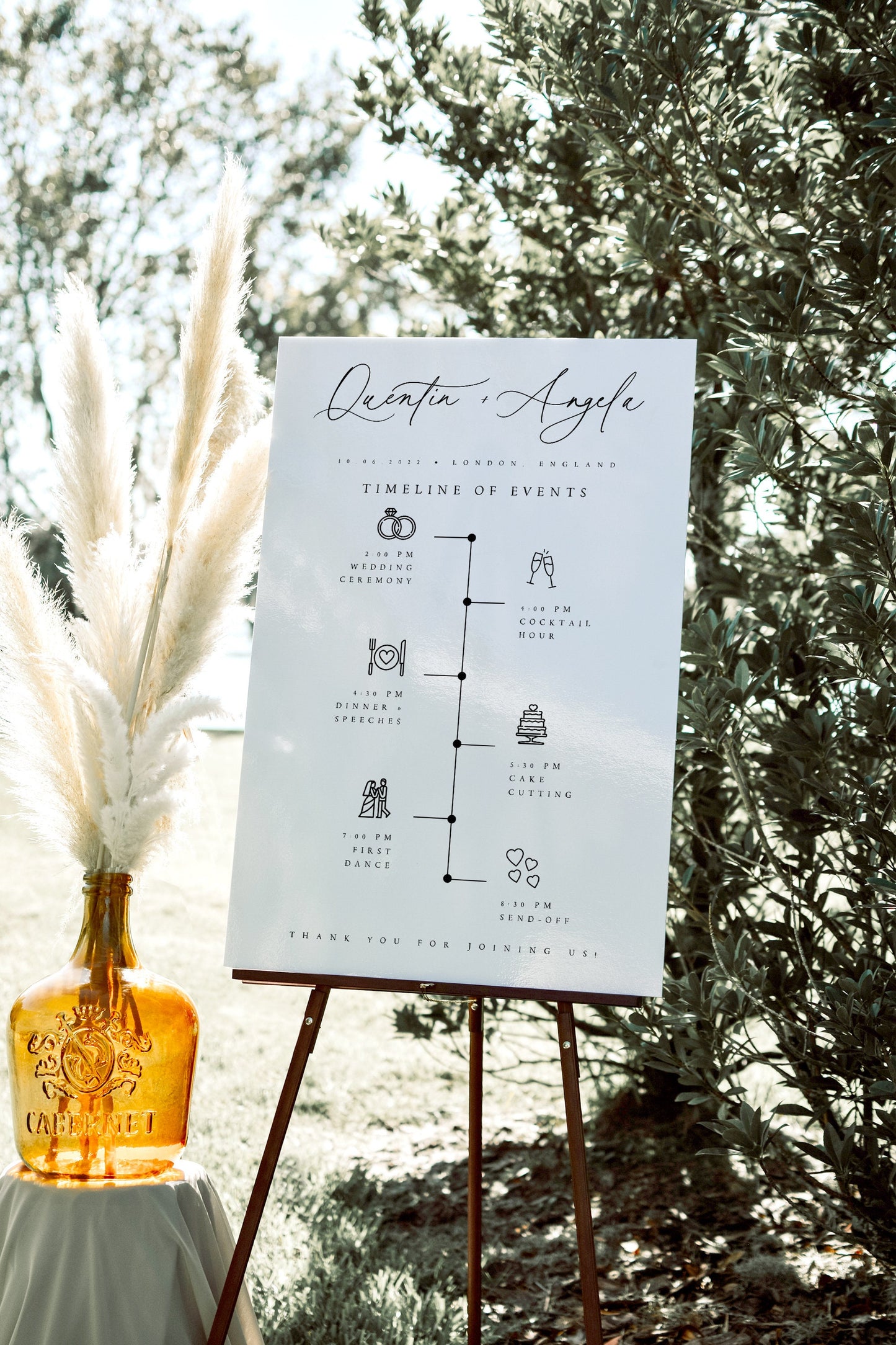 Quentin Wedding Order of Events Timeline Sign Template