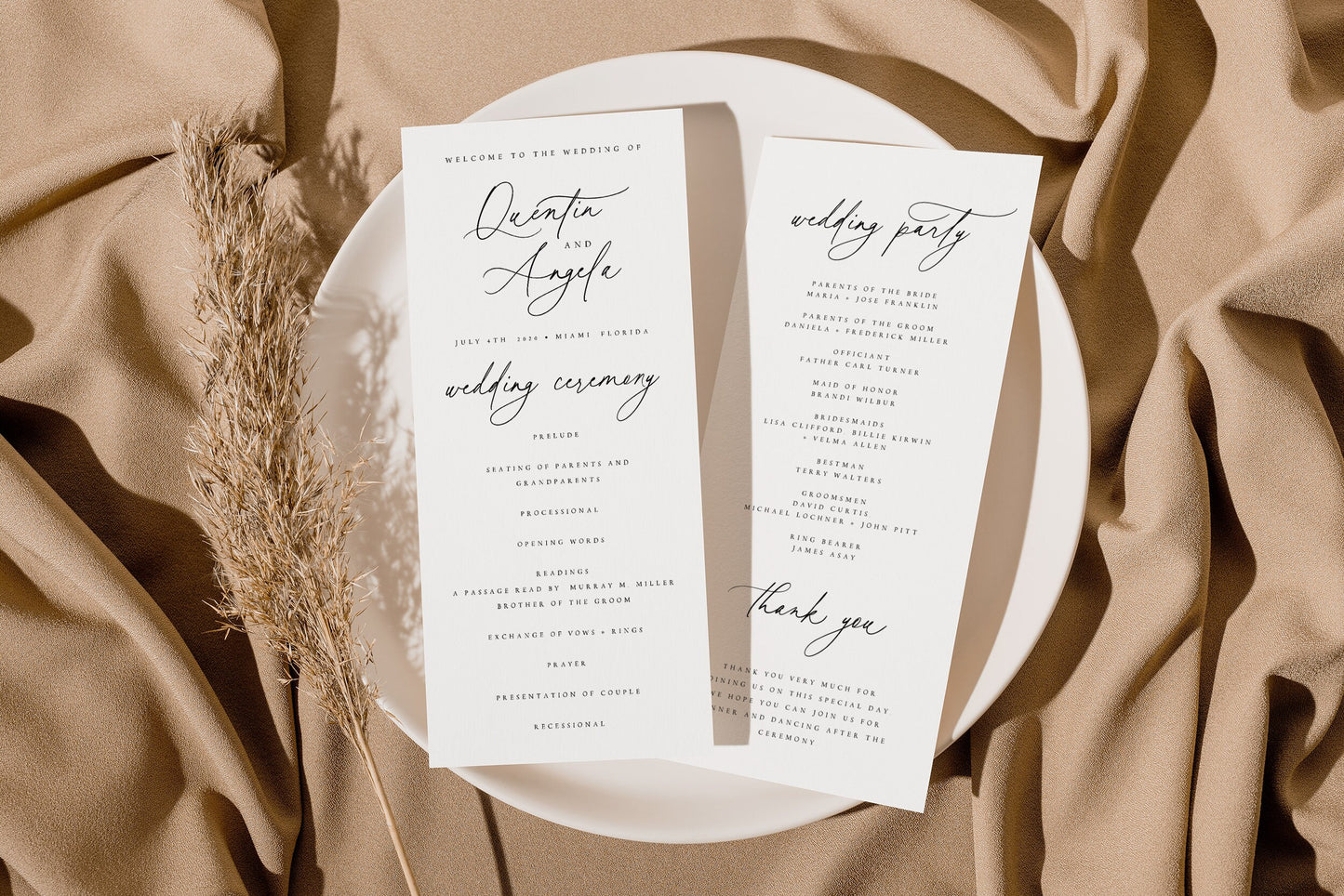 Quentin Classic Wedding Program Template