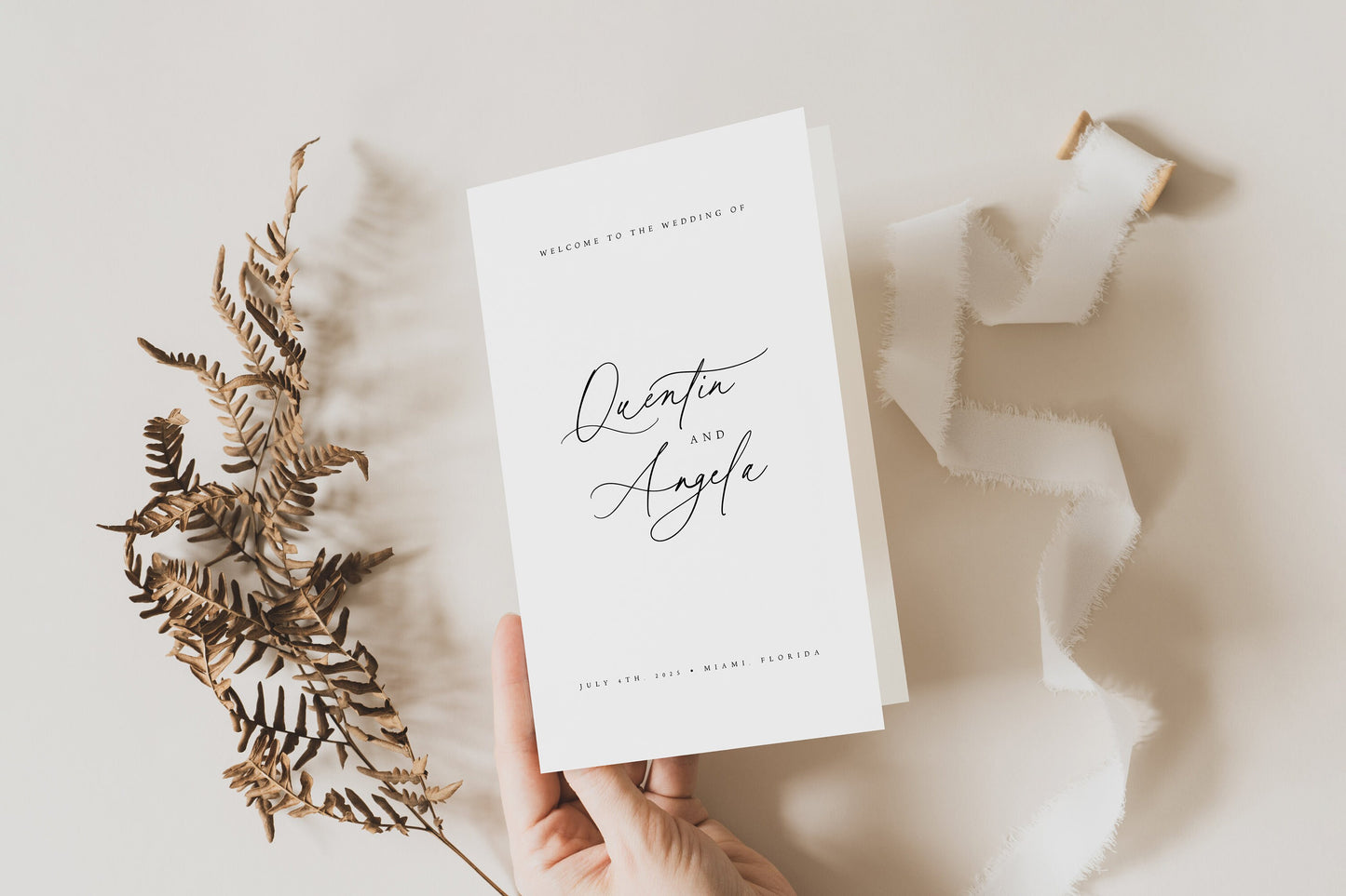 Quentin Modern Wedding Program Template