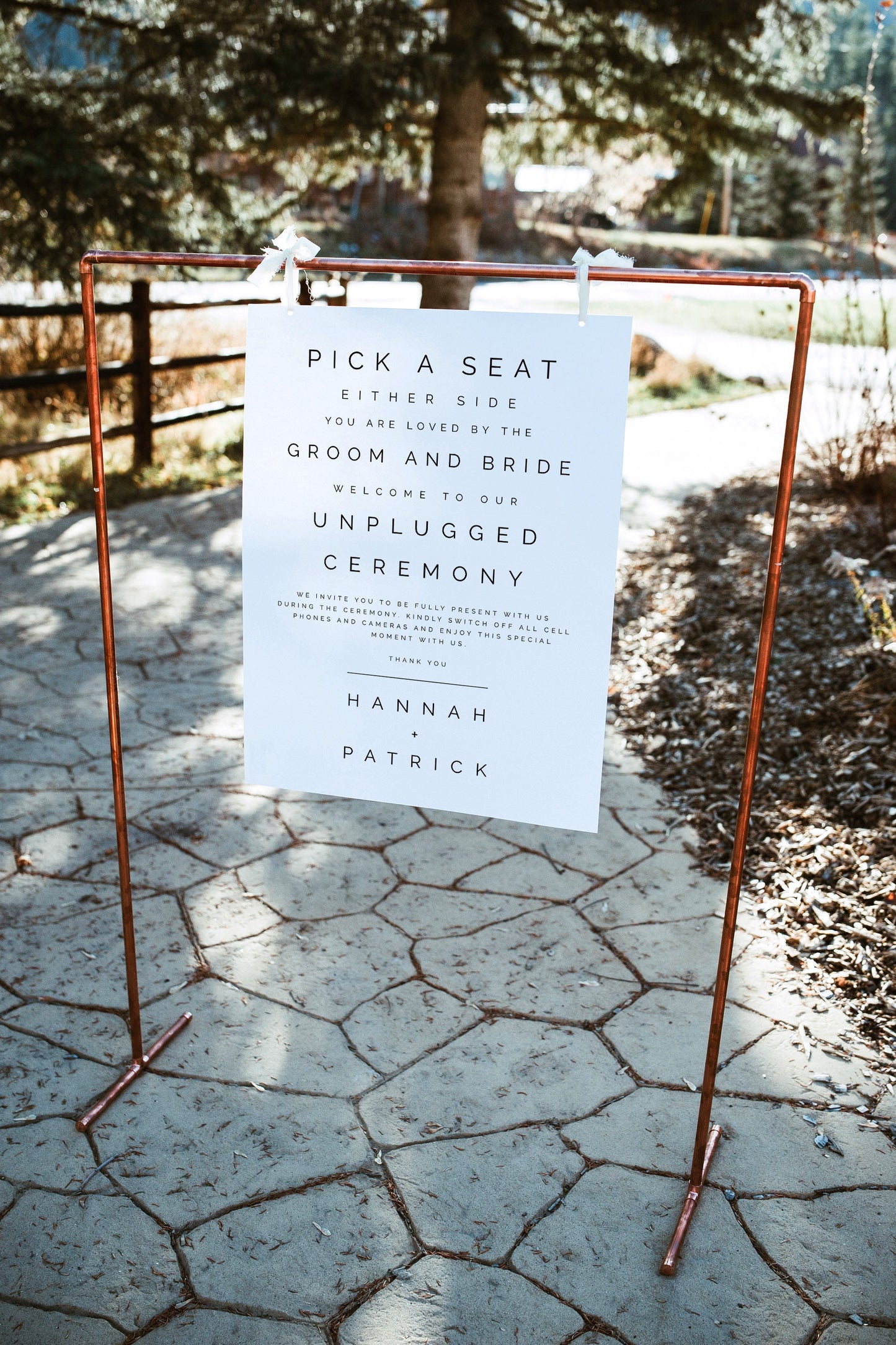 Hannah Pick a Seat Unplugged Wedding Ceremony Sign