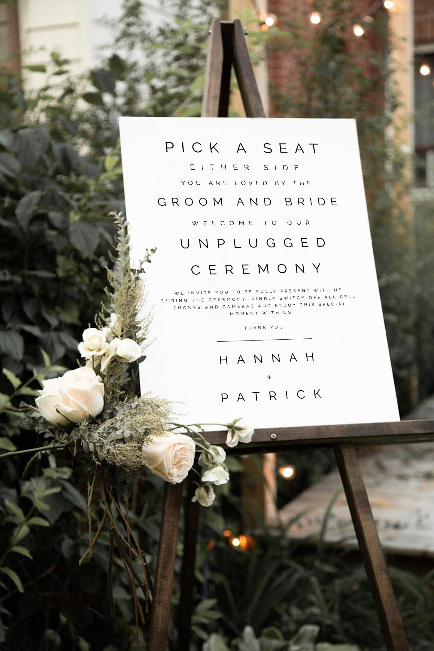 Hannah Pick a Seat Unplugged Wedding Ceremony Sign