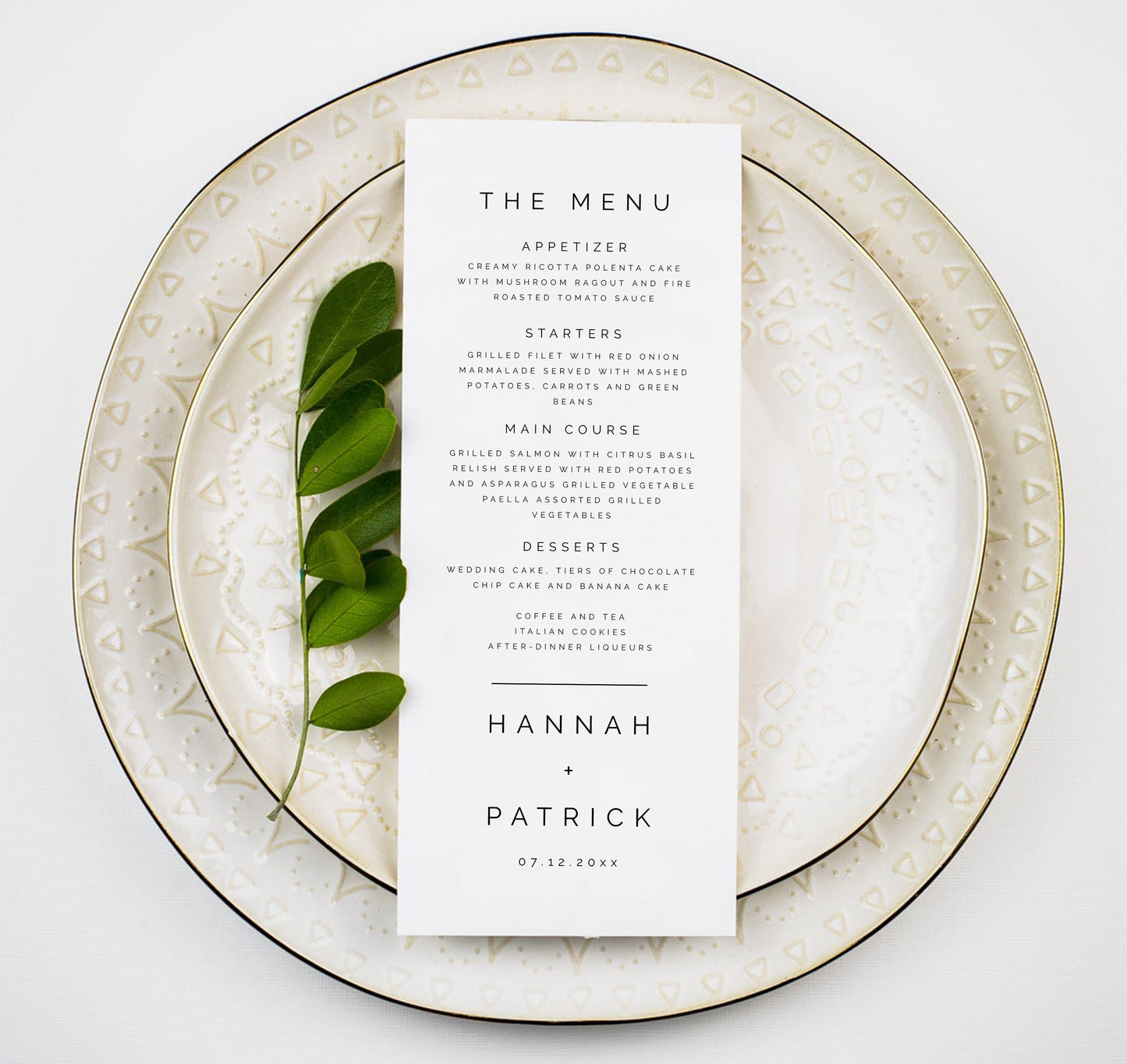 Hannah Minimalist Wedding Menu Template