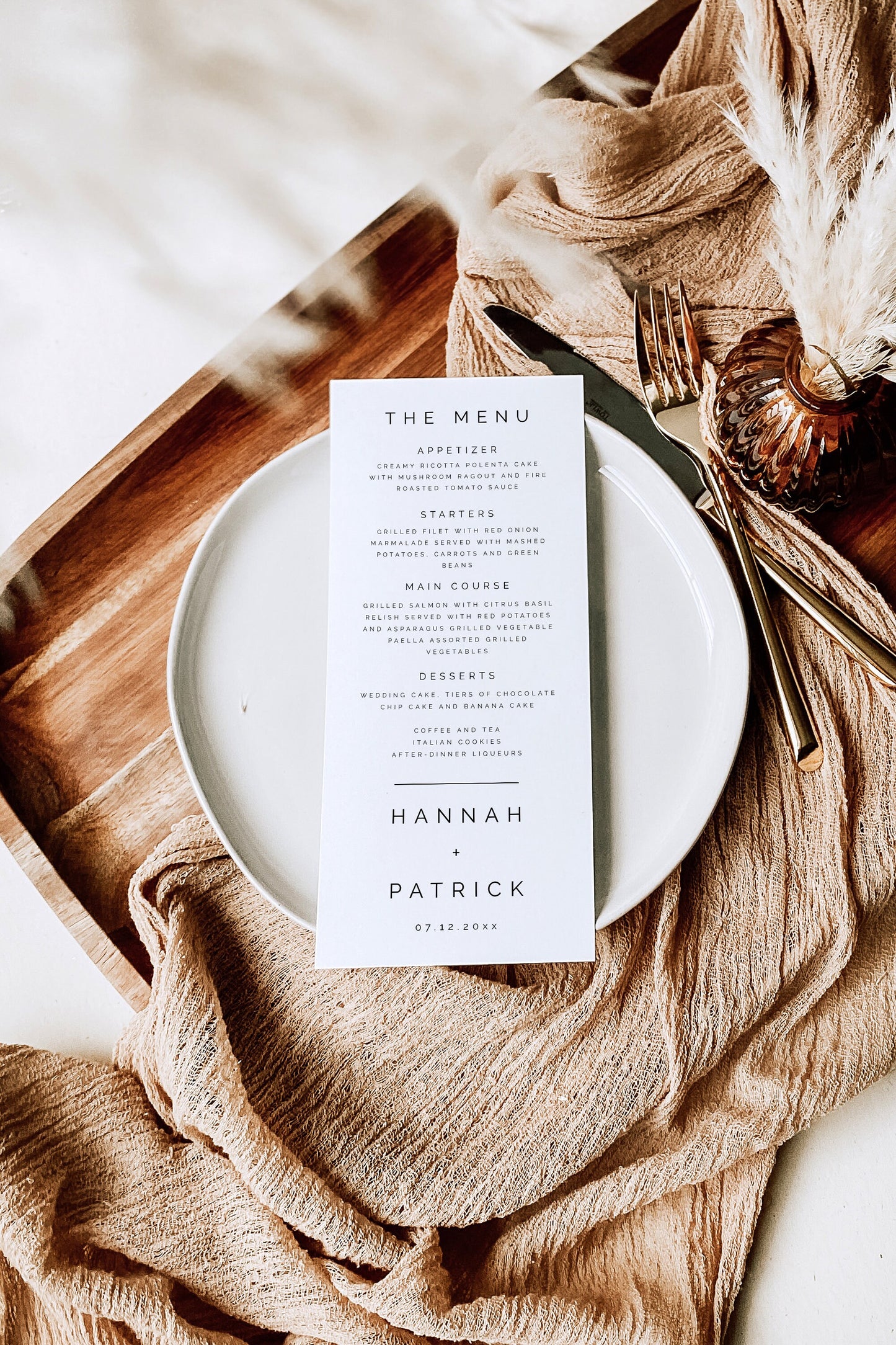 Hannah Minimalist Wedding Menu Template