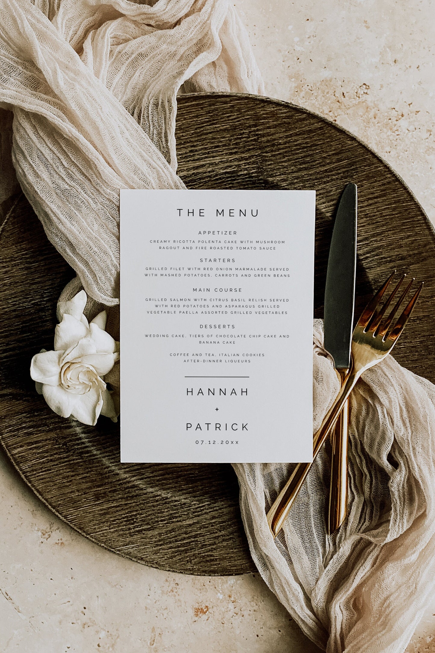 Hannah Modern WEDDING MENU Template