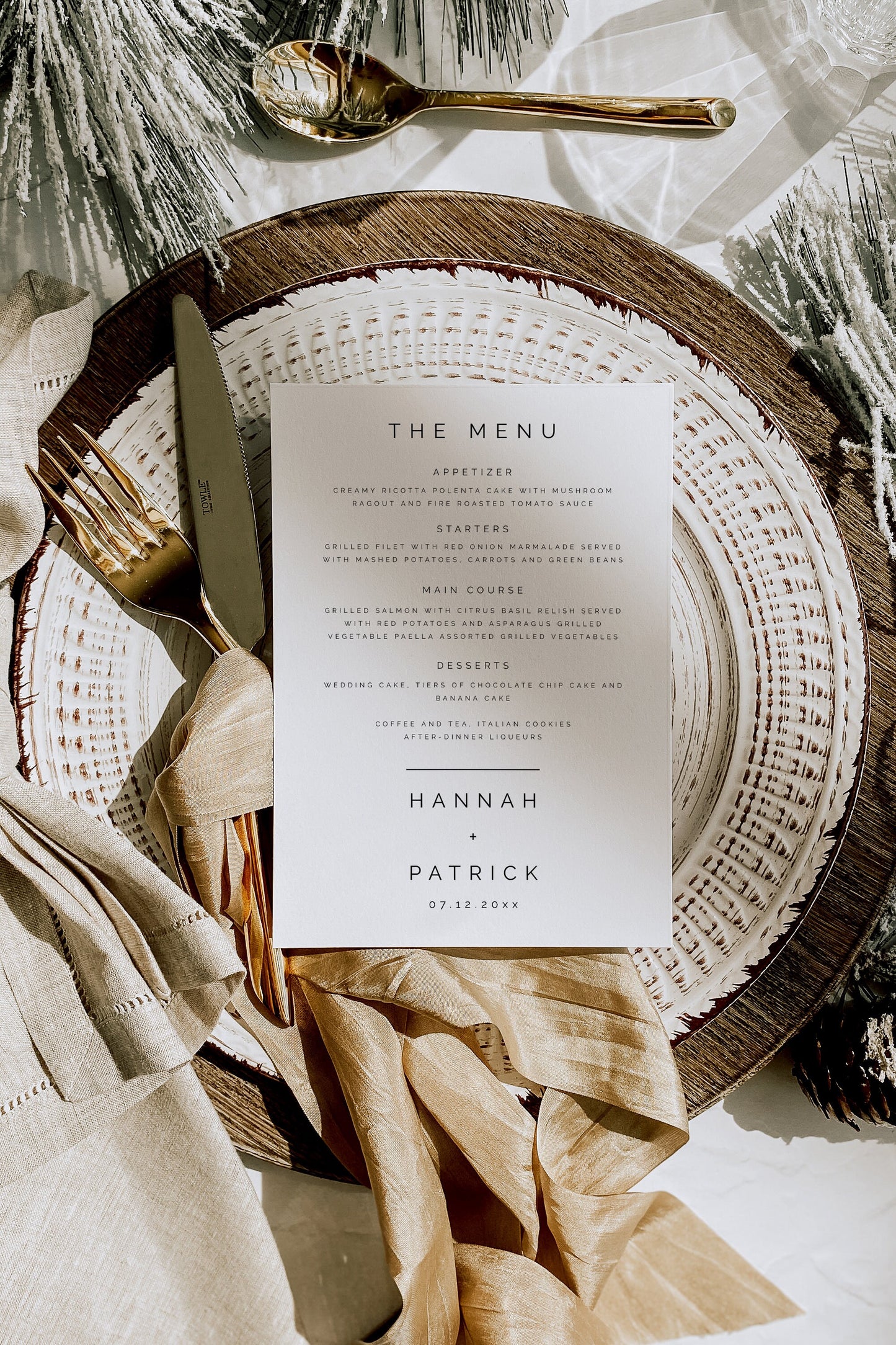 Hannah Modern WEDDING MENU Template