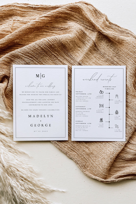 Madelyn Wedding Itinerary Timeline Card Template