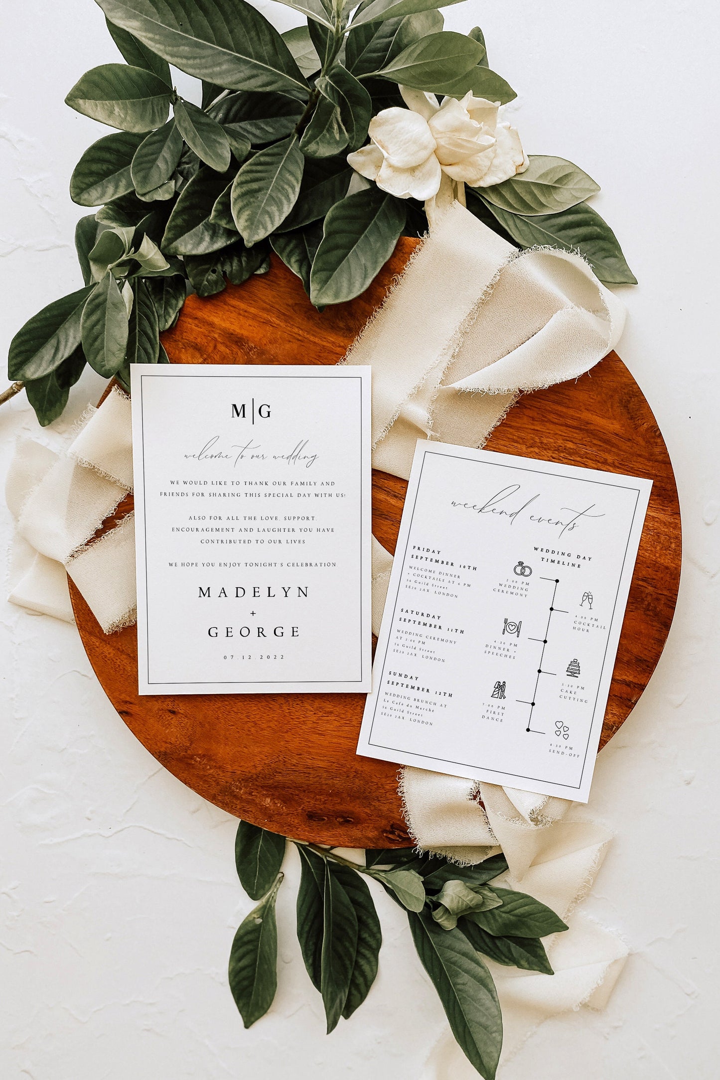 Madelyn Wedding Itinerary Timeline Card Template