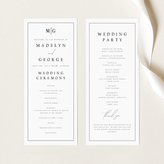 Madelyn Elegant Wedding Program Template