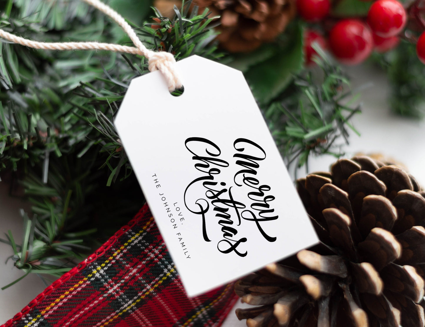 Minimalist Merry Christmas Gift Tag Template