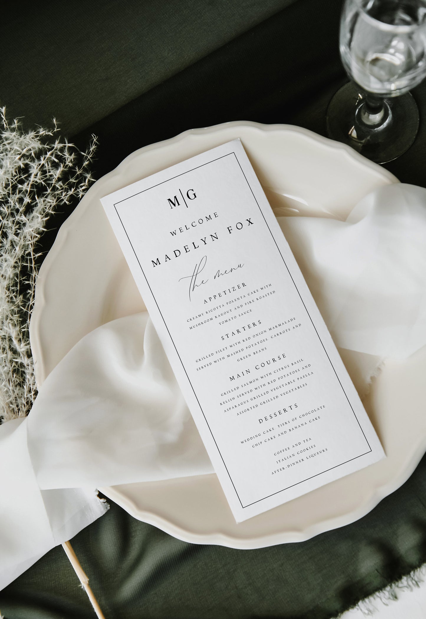 Madelyn Minimalist Wedding Menu Template