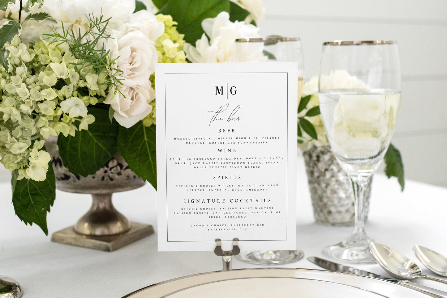 Madelyn Elegant Wedding Bar Menu Template