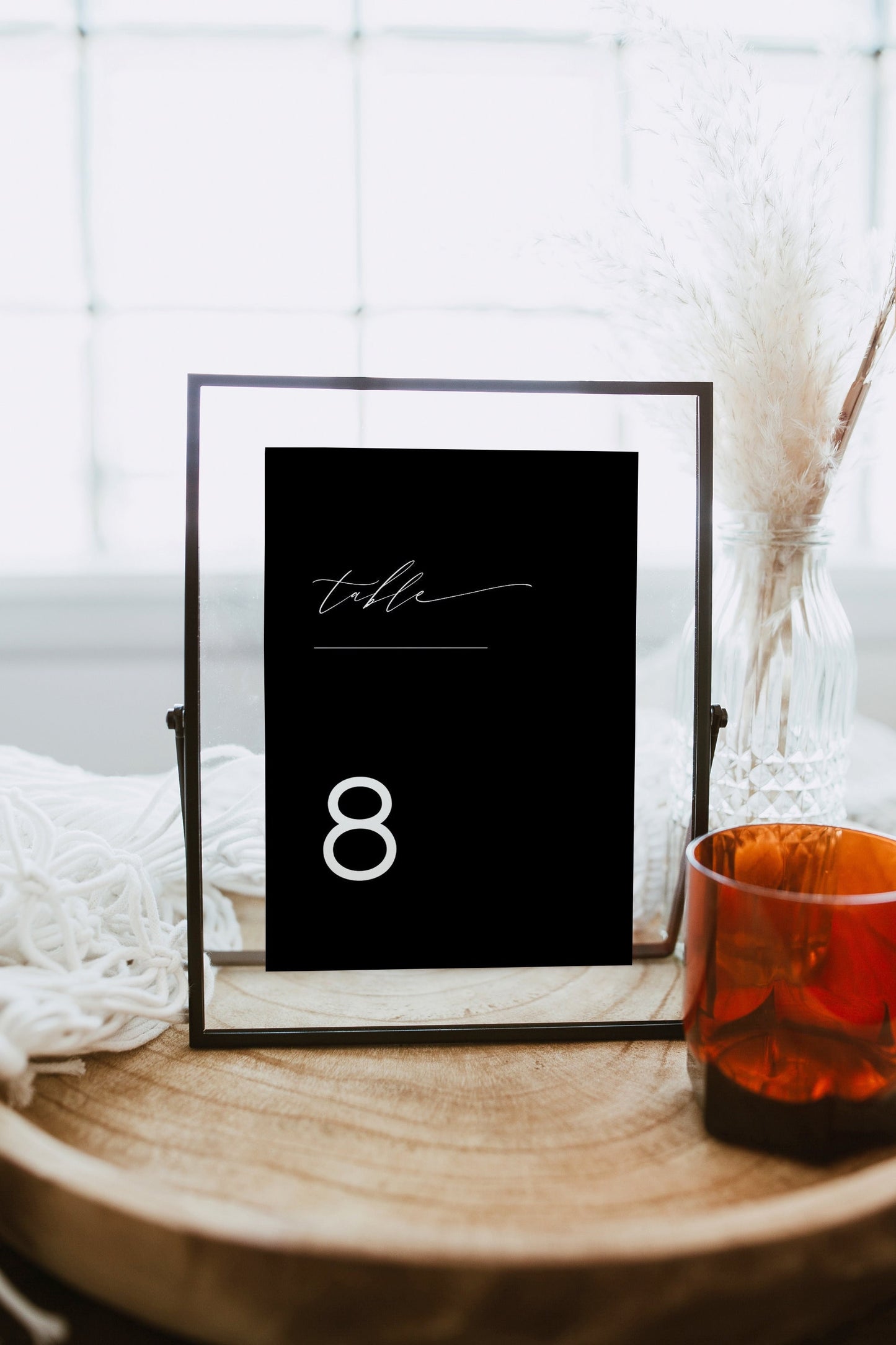 Nina Minimalist Black Table Number Card Template