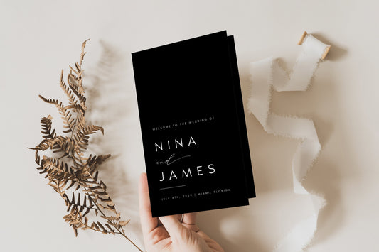 Nina Minimal Foldable Wedding Program Template