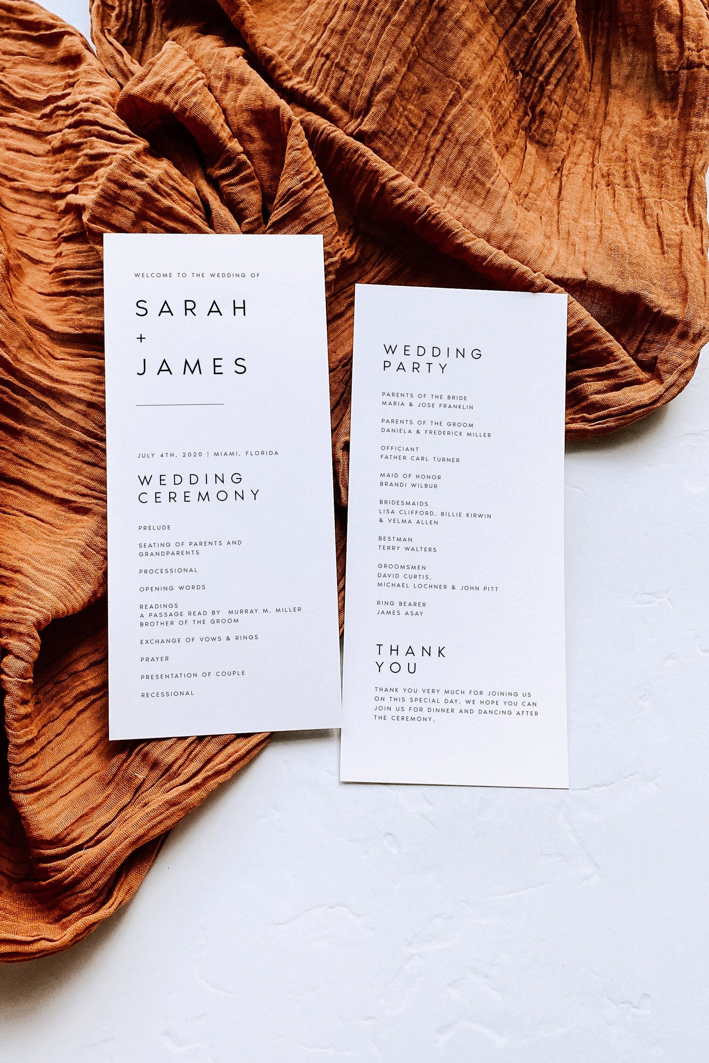 Sarah Modern Wedding Program Template