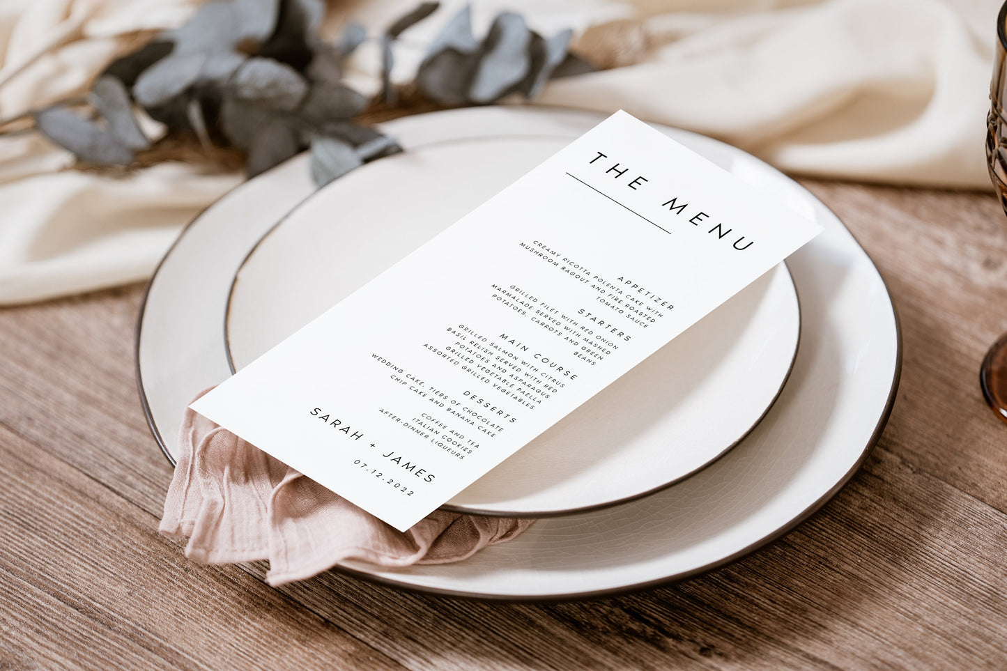 Sarah Minimalist Wedding Menu Template