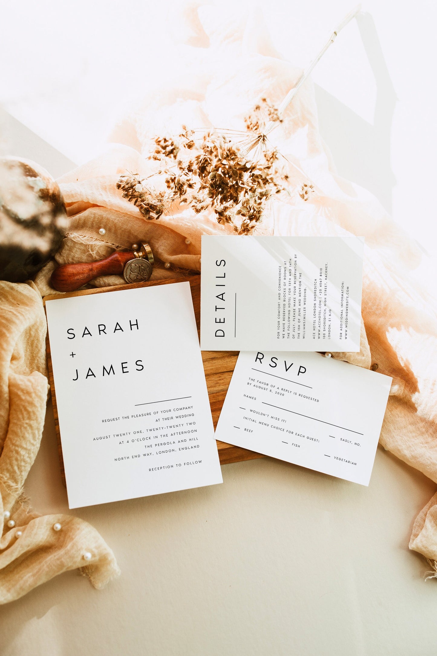 Sarah Modern Wedding Invitation Set Template