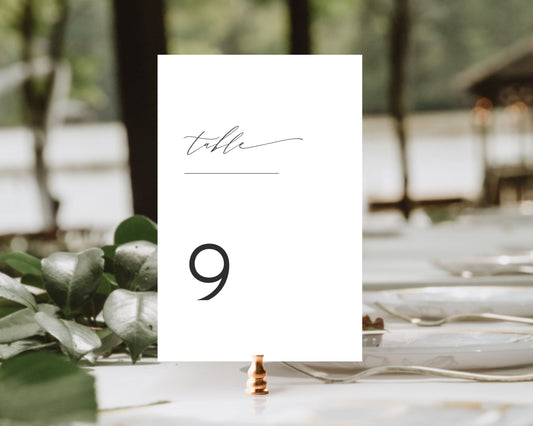 Kate Modern Wedding Table Number Template